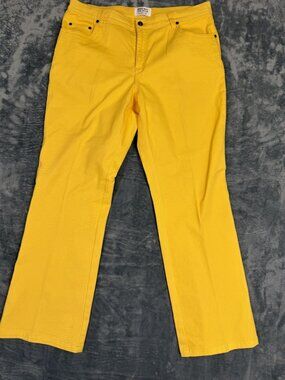 Mainstreet Blues Stretch Yellow Pants Womens Size 16W Classic Fit